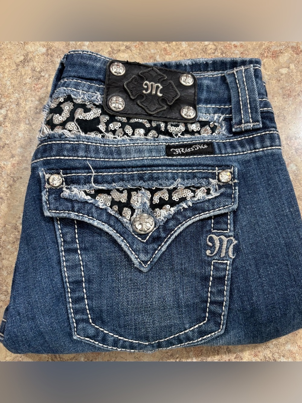 Miss Me Dark Blue Embellished Capri Jeans